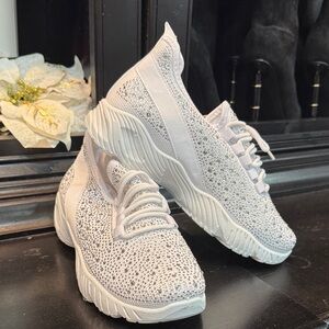 Fashion Nova White Sparkle Sneakers